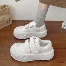 魔术贴大头厚底面包鞋女春秋季新款学院风运动休闲增高小白鞋批发