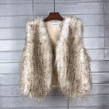 2025年秋冬季仿火鸡毛金丝雀环保皮草马甲人造毛保暖背心女外套