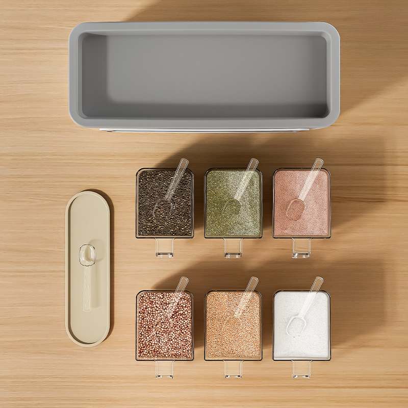 Caja de condimentos colgante en la pared juego combinado doméstico cocina sin perforación, condimento de sal y pimienta, lata de condimento de plástico multifuncional