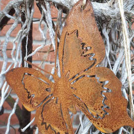金属生锈蝴蝶剪影花园户外铁艺装饰庭院艺术品Window Butterfly