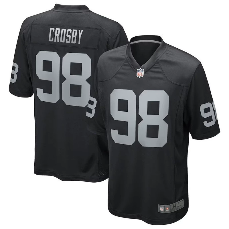 Джерси 2025 Football NFL Raiders Лас-Вегас Рейдерс 98, К Crosby Джентльмены и женщины