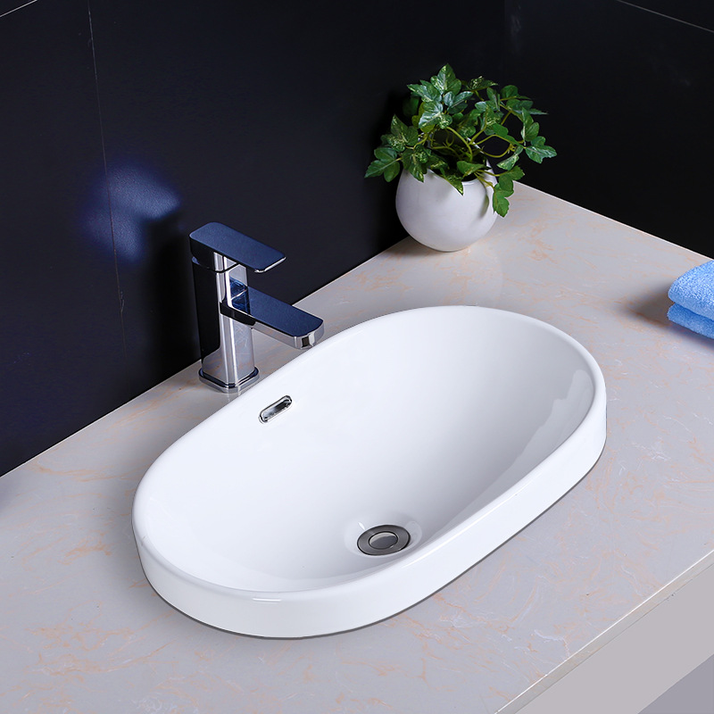 Taizhong cuenca semicrumpida en cerámica cuenca de mesa lavabo de baño doméstico lavabo rectangular lavabo elíptico lavabo