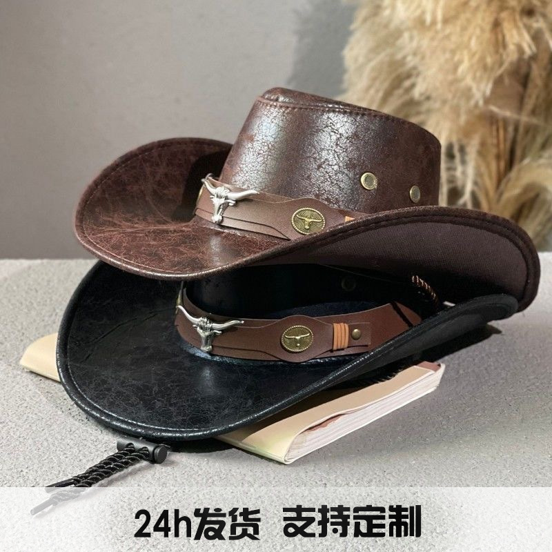 Popular Cross-Border Cowboy Hat, Western Retro Style, New Style Jazz Hat for Men and Women, Outdoor Travel Sun Protection Hat, Hiking Hat