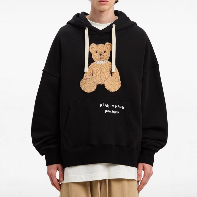 25 Years Early Autumn New Casual Fashion Hooded Men's Sweatshirt Black Loose Versatile Teddy Print Long-Sleeved Jacket