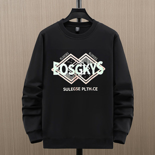 Plus size men's sweater plus size fat oversize fat man top loose round neck hooded long sleeve T-shirt 11