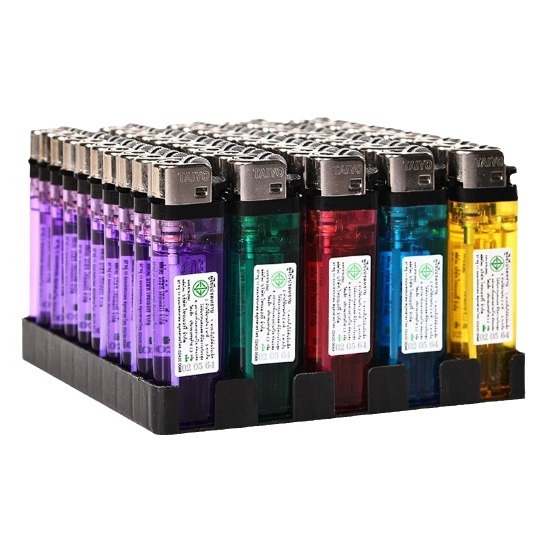 Encendedor desechable transparente de llama fuerte, ajustable y engrosado, seguridad mejorada, 63 mm