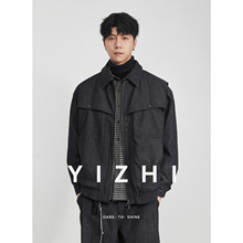 亦止『寒序织』90白鸭绒拼接美式休闲翻领牛仔羽绒服冬季男士保暖