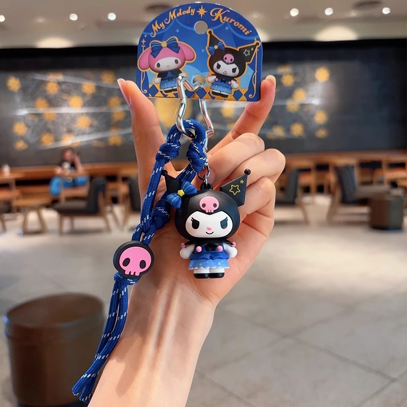 正版三丽鸥格纹草莓系列钥匙扣HelloKitty库洛米玩偶可爱包包挂饰|undefined