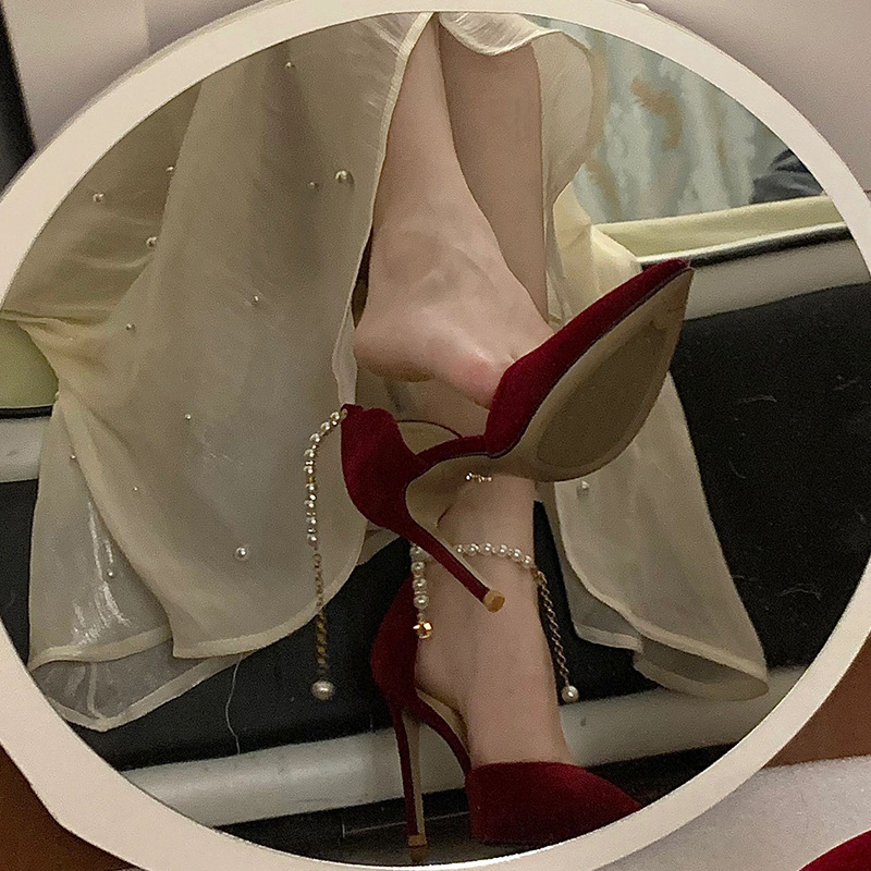 Suede high heels pointed-toe stiletto heels