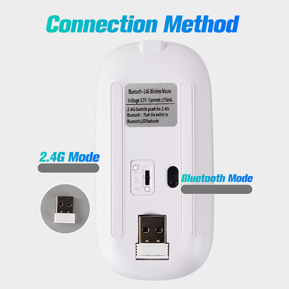 New Bluetooth dual-mode wireless charging, silent computer, laptop, office game, luminous 2.4G mouse_voghion.com
