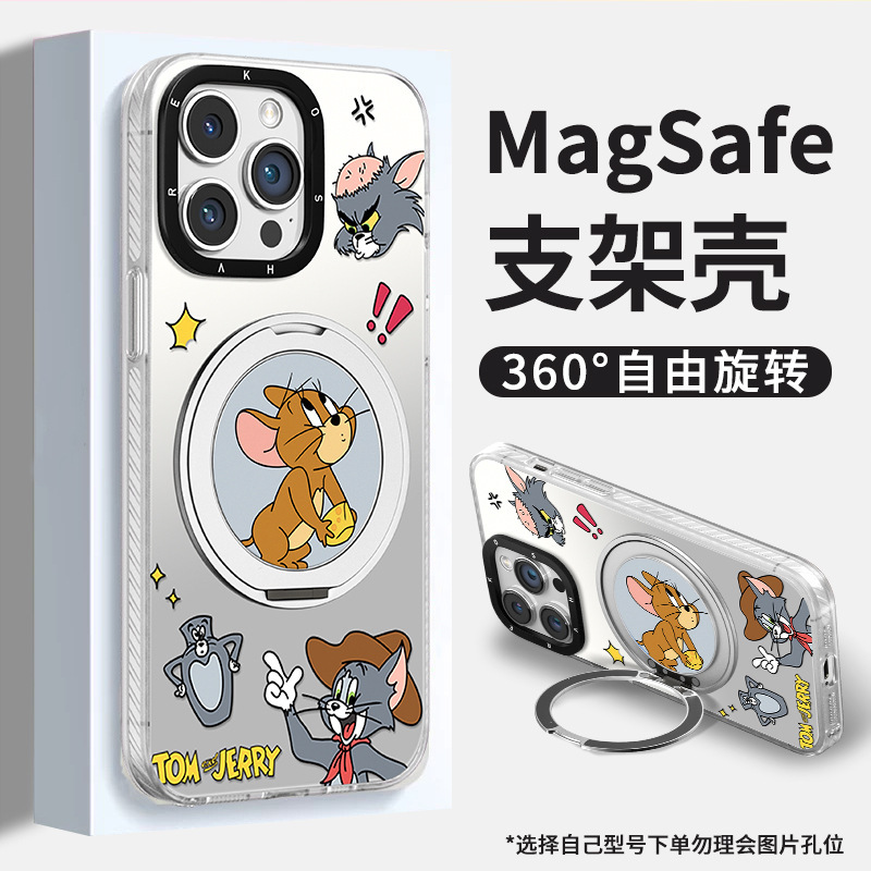 トムとジェリー磁気ホルダー Apple 16 ポイント携帯電話ケース 13pro Huawei 15 漫画 14max カップルに適しています|undefined