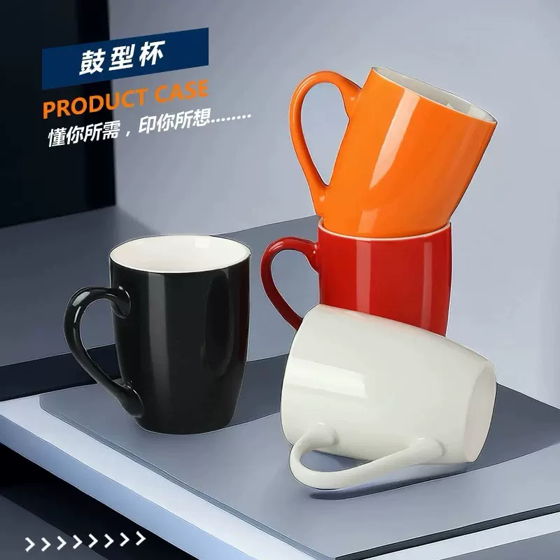 空白色釉热转印腰鼓直桶11oz马克杯可印logo照片涂层陶瓷批发出口