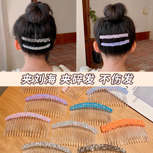 Children's transparent hair comb for girls, with rhinestones, dance accessories, little girl, back of the head comb, baby short hair styling tool