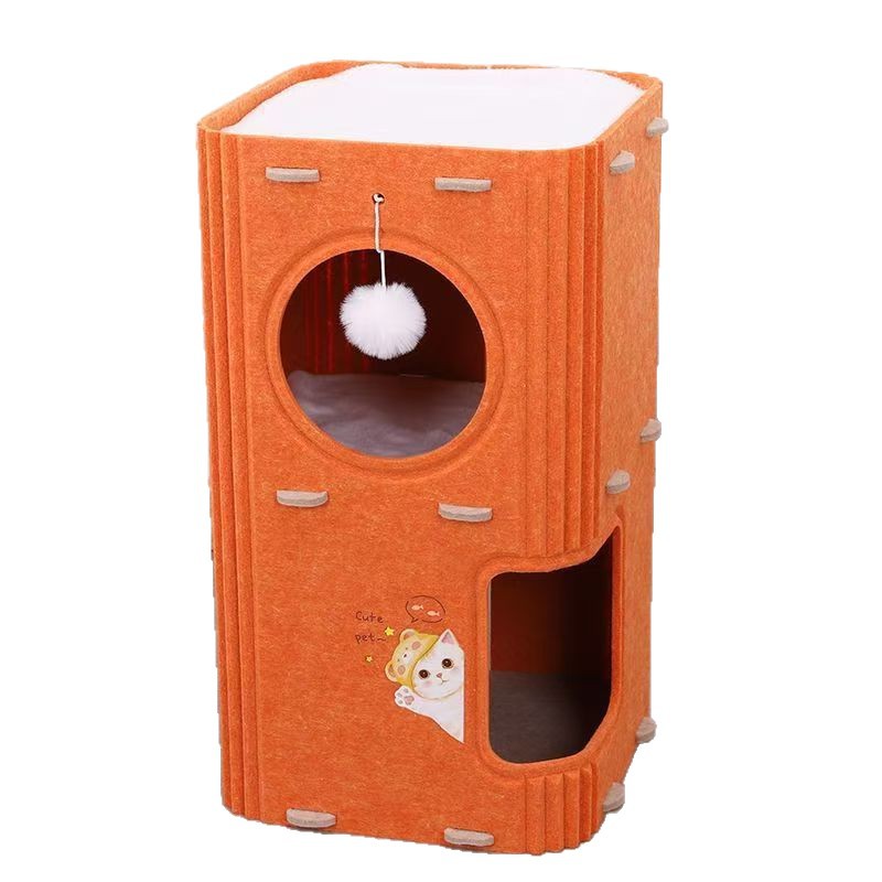 Casa para gatos de varias capas, marco para trepar para gatos, árbol para gatos, agujero para árbol para gatos en una pieza, caja para gatos cerrada con doble raspado universal en todas las estaciones en invierno