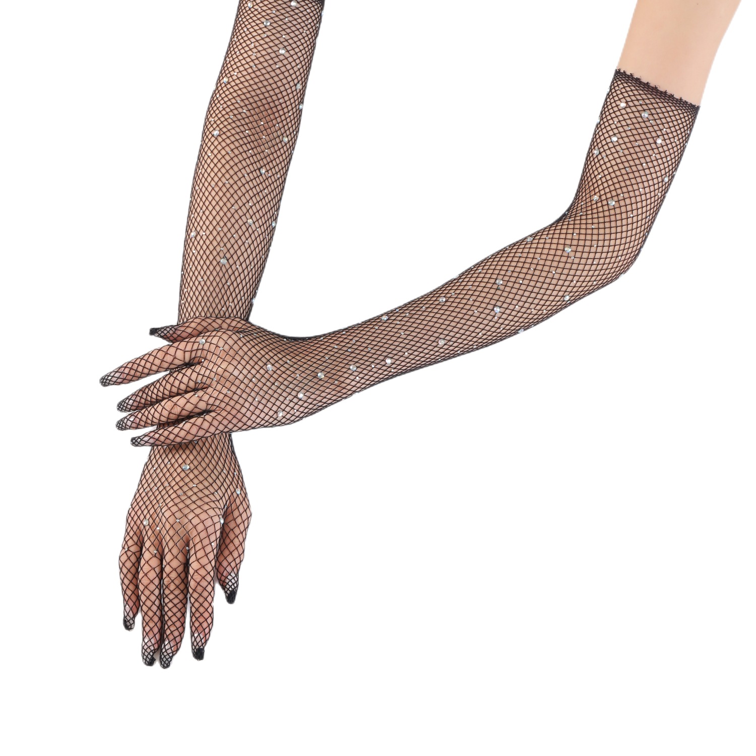 Guanti decorativi per la danza delle donne elastiche divertenti della rete da pesca sexy della discoteca della maglia del diamante caldo di nuova moda_voghion.com