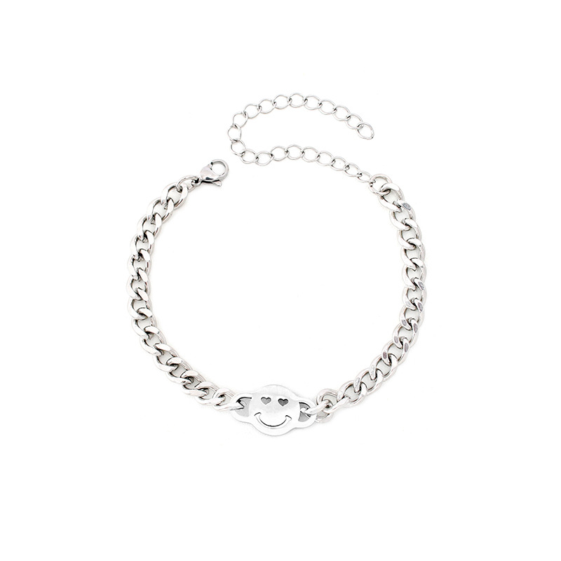 New Fashion Hip-hop Titanium Steel Smiley Face Bracelet Jewelry Wholesale display picture 5