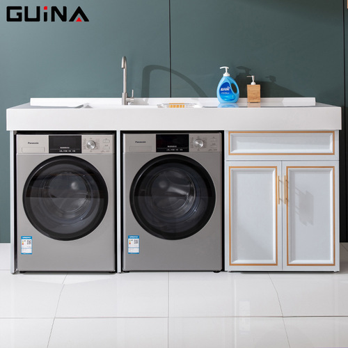 BB4C wholesale double washing machine cabinet washbasin integrated balcony dryer companion space aluminum bathroom cabinet