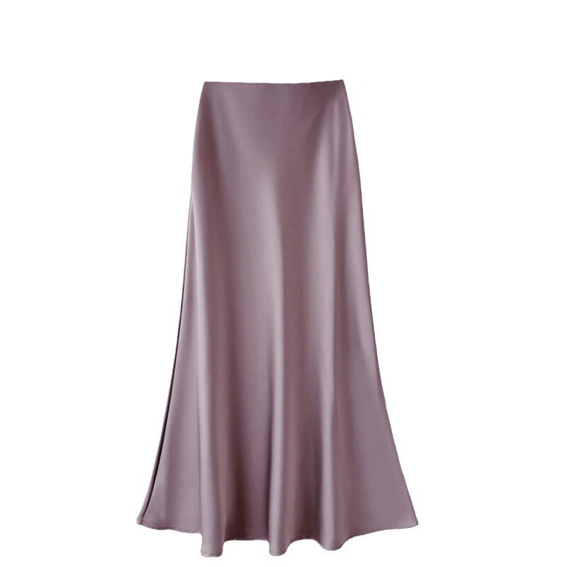 High-Waisted Slim Mid-Length Satin Acetate Silky Skirt 2025 Spring and Summer New Style Hip-Hugging Fishtail