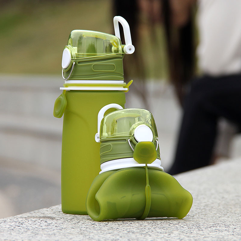 550ml硅胶折叠水杯户外运动水壶