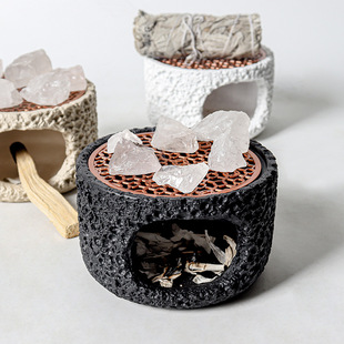 Crystal purification degaussing incense burner cement tray container cedar burning sage tower aromatherapy burner base ornaments