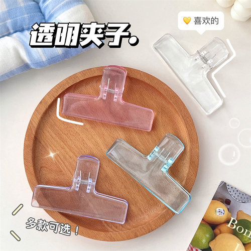 High-Quality Transparent Jelly Folder Student Exam Clip Acrylic Clear Transparent Long-Tail Clip Ice-Transparent Storage Clip Wholesale