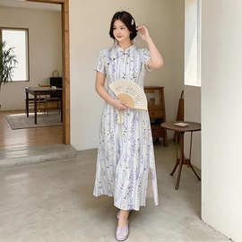 130-320斤大码女装国风旗袍裙2026夏季新款微胖mm文艺休闲妈妈裙