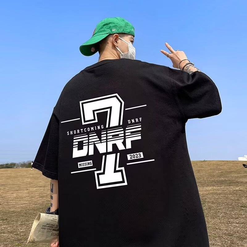 European and American fashion brand ins summer short-sleeved T-shirt men's 2024 new round neck American versatile handsome men's half-sleeved bottoming shirt