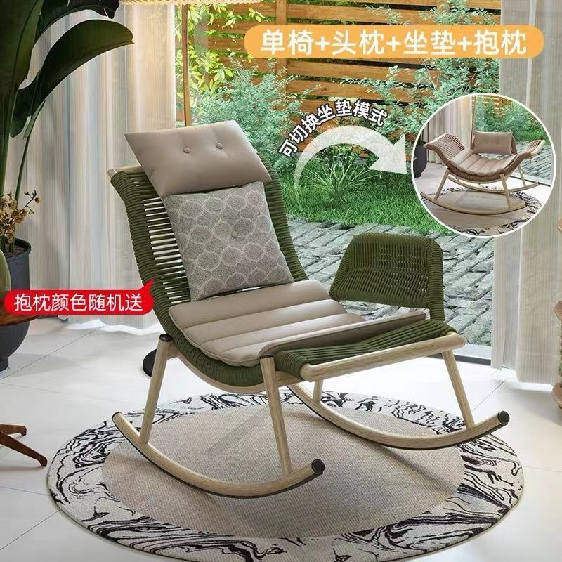 Mecedora al aire libre, sillón reclinable, sala de estar para el hogar para adultos, sofá perezoso, balcón, silla de mimbre individual, patio, mecedora retro