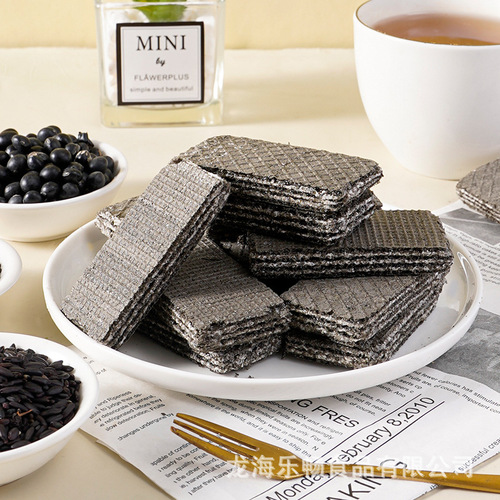 Full Carton 80 Packs 5 Black Wafer Cookies Black Bean Black Sesame Coarse Grain Cookies Meal Replacement Satisfying Snacks Wholesale