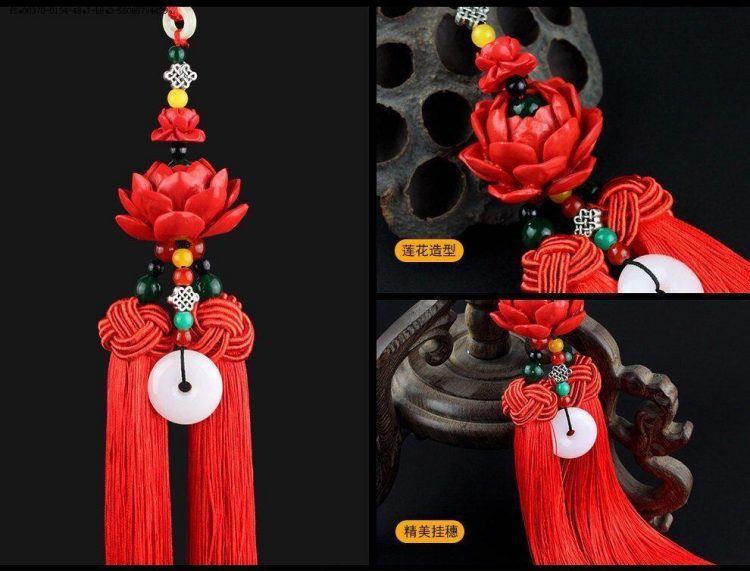Car Pendant for Attracting Wealth, Double-Sided Safe Entry and Exit, High-End Ethnic Style Exquisite Hanging Ornament for Car Interior Decoration