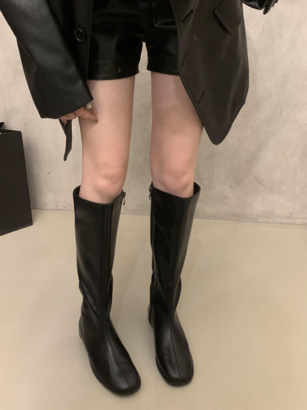 法式棕色美拉德瘦瘦长筒靴女鞋2025年新款秋季韩版长靴中筒骑士靴|undefined