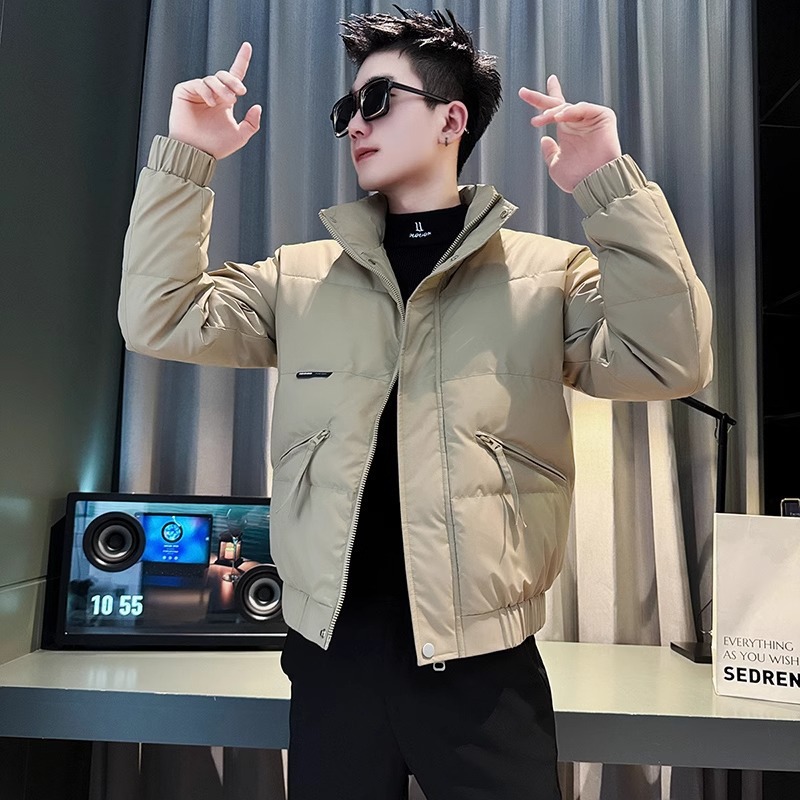 가을과 겨울 조수 브랜드 트렌드면 패딩 재킷 남성용 캐주얼 러피 잘 생긴 기모 두껍게 된면 코트 2024 새로운면 코트