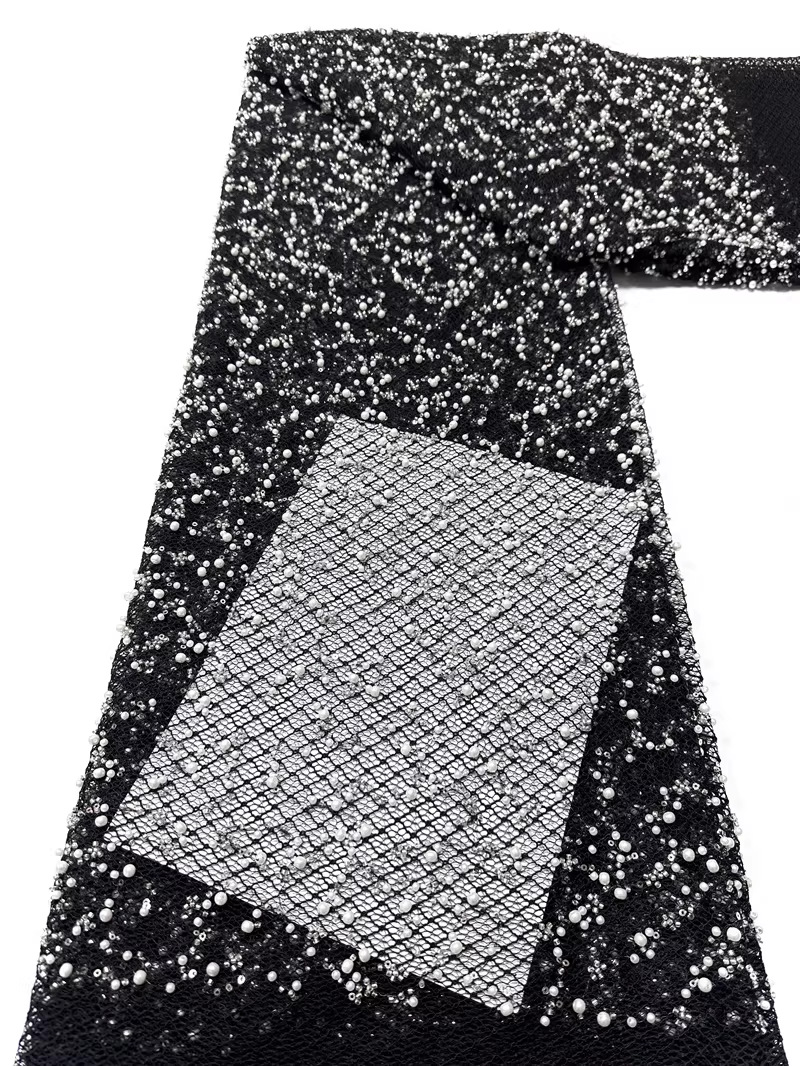 Fabricantes nuevos populares en línea cena de moda vestido de fiesta falda de cuentas tela tridimensional cuerdas bordadas