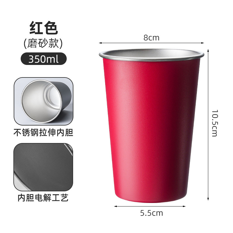 304 食品グレードのステンレス鋼単層カーリングビールカップ屋外キャンプコーヒーカップ家庭用カップハンディウォーターカップ|undefined