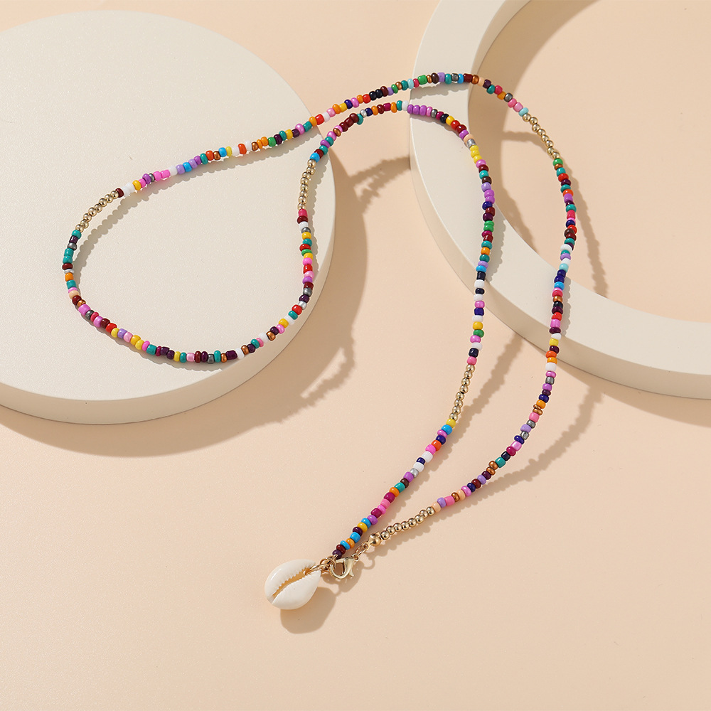 1 Piece Bohemian Colorful Beaded Alloy Shell Womenu0027S Necklace