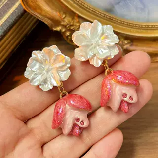中古vintage耳环华丽轻奢高级感珐琅田园风卡通可爱时尚雕花耳环