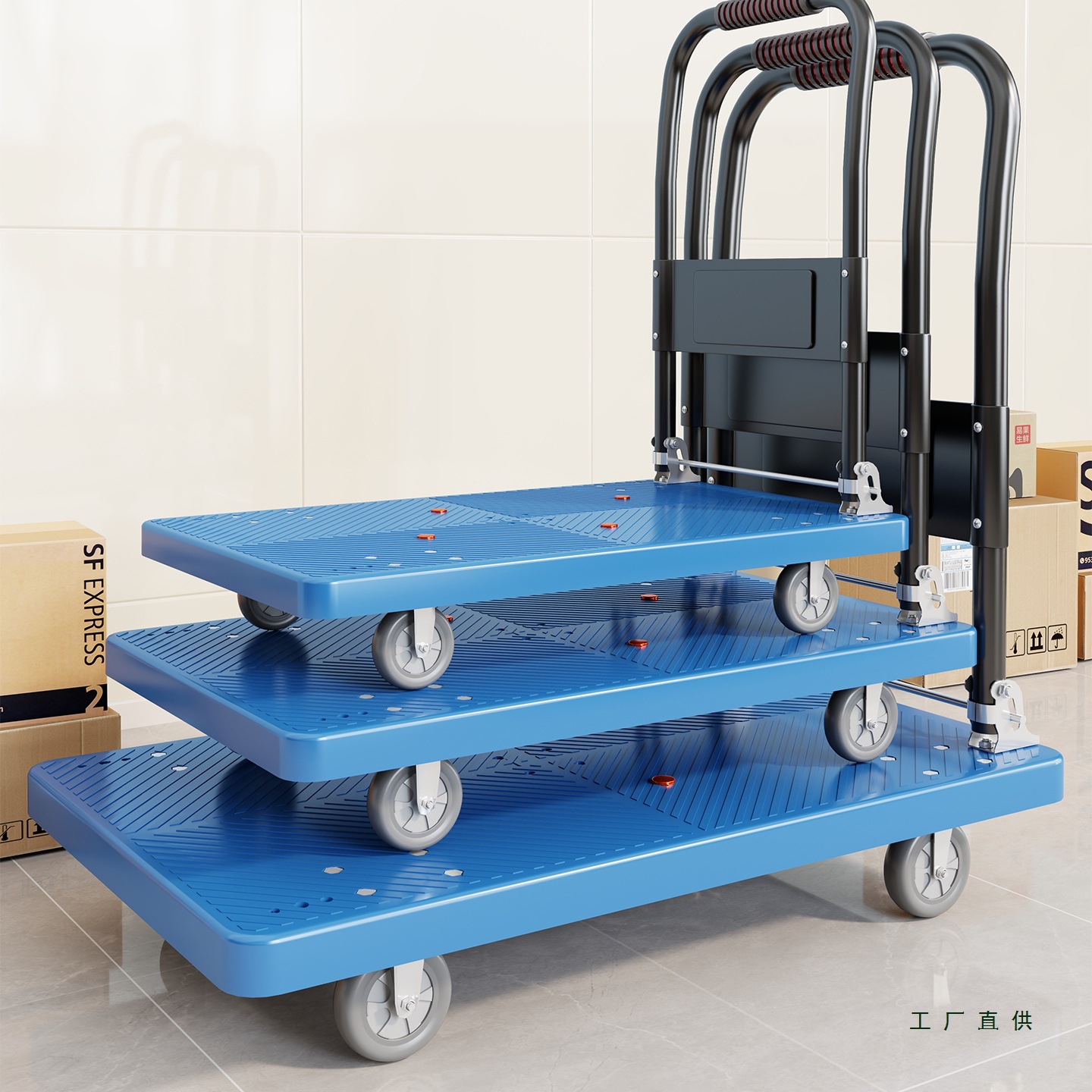Folding Lightweight Portable Handcart for Carrying Goods, Flatbed Cart for Picking up Packages, Small Shopping Cart