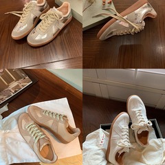 Grape Mama Studio Lee Classic Color Block Round Toe Board Shoes, Slim-Fitting, Versatile, Casual, German Training Shoes for Women, Autumn/Winter