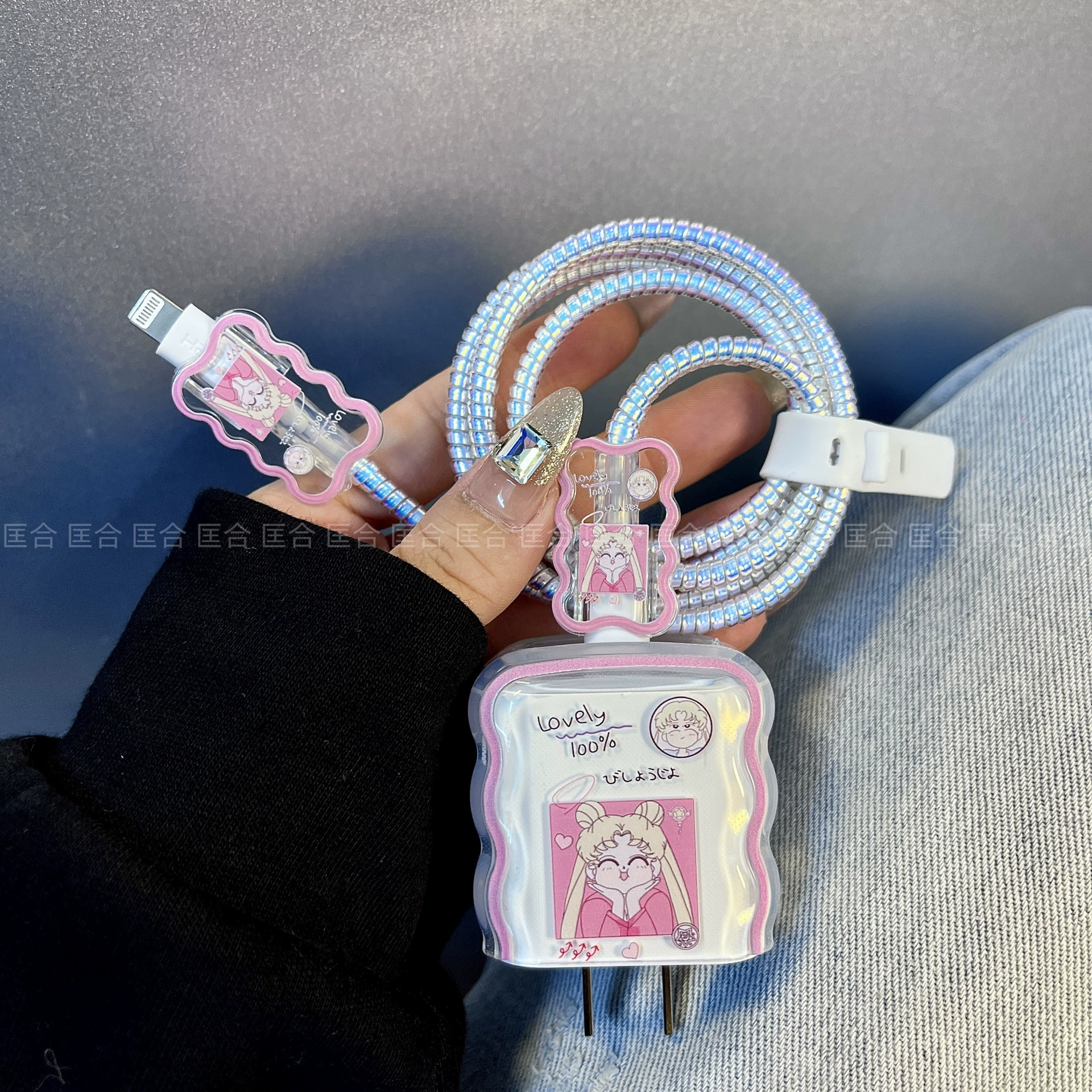 Защитный чехол для кабеля зарядного устройства Apple 18 Вт/20 Вт, Sailor Moon, защита от перекусывания, мягкий TPU