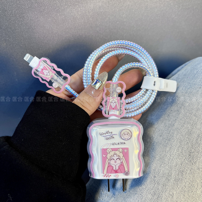 Sailor Moon Suitable for Apple 18W/20W Charger Protective Cover Cable Bite Data Cable Protection Rope Tpu Soft