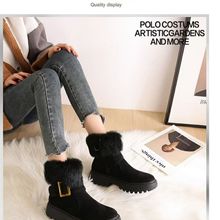 兔毛磨砂雪地靴女潮2025年爆款冬季厚底防雪防滑粗跟加绒中筒棉靴