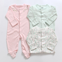 Baby one-piece outfit, combed cotton fabric for newborns, home clothes, crawling suit, all-in-one baby clothing with hands and feet cover, suitable for export