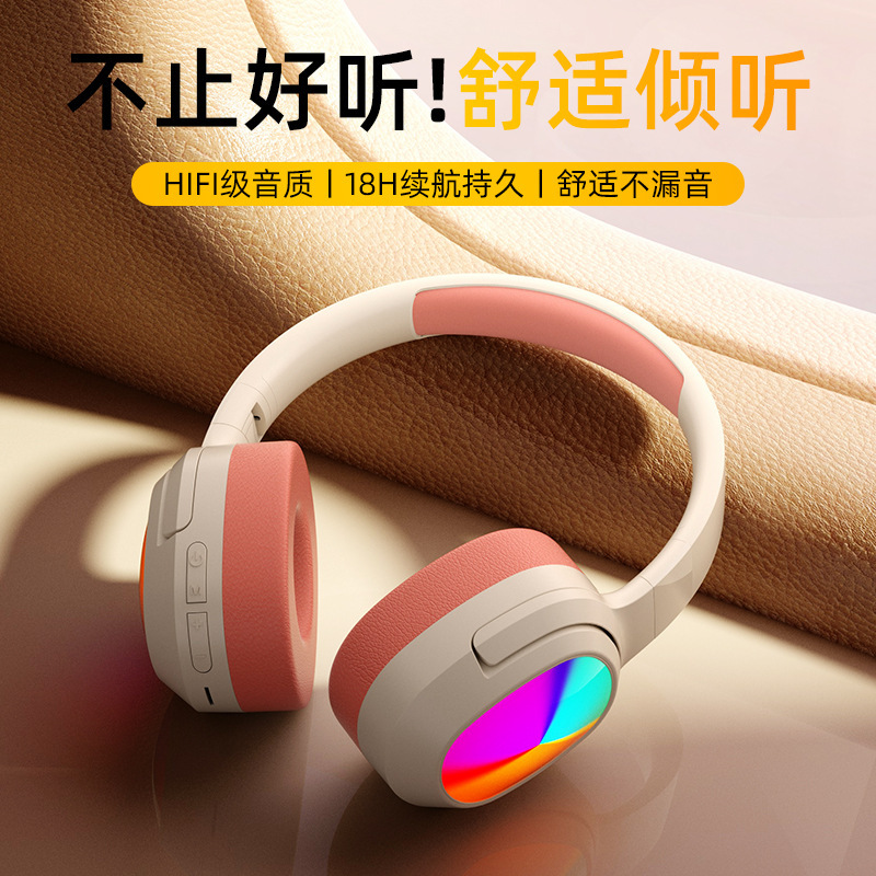 Nuevo suministro de stock 2962 auriculares Bluetooth plegables tarjeta inalámbrica auriculares luminosos Bluetooth