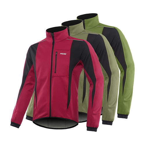 ARSUXEO winter weatherproof fleece warm three-layer cycling jersey jacket top 15K men