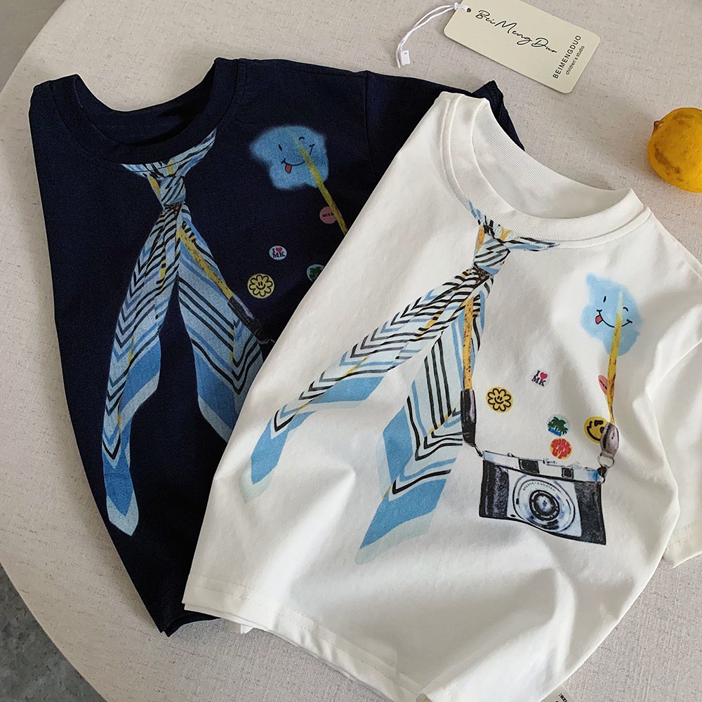 2026 New Style Pure Cotton Children's Short-Sleeve T-Shirt with Print, Versatile and Stylish, Suitable for Boys, Girls, and Toddlers, Summer Top