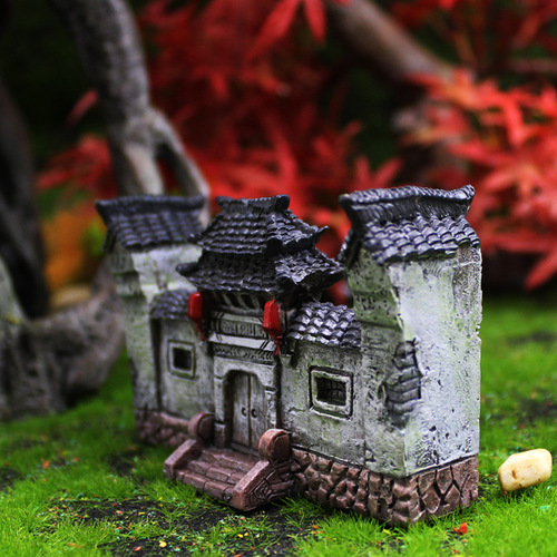 Micro-landscape outdoor plant bonsai Jiangnan ancient door ornaments garden decoration landscaping succulent resin crafts garden