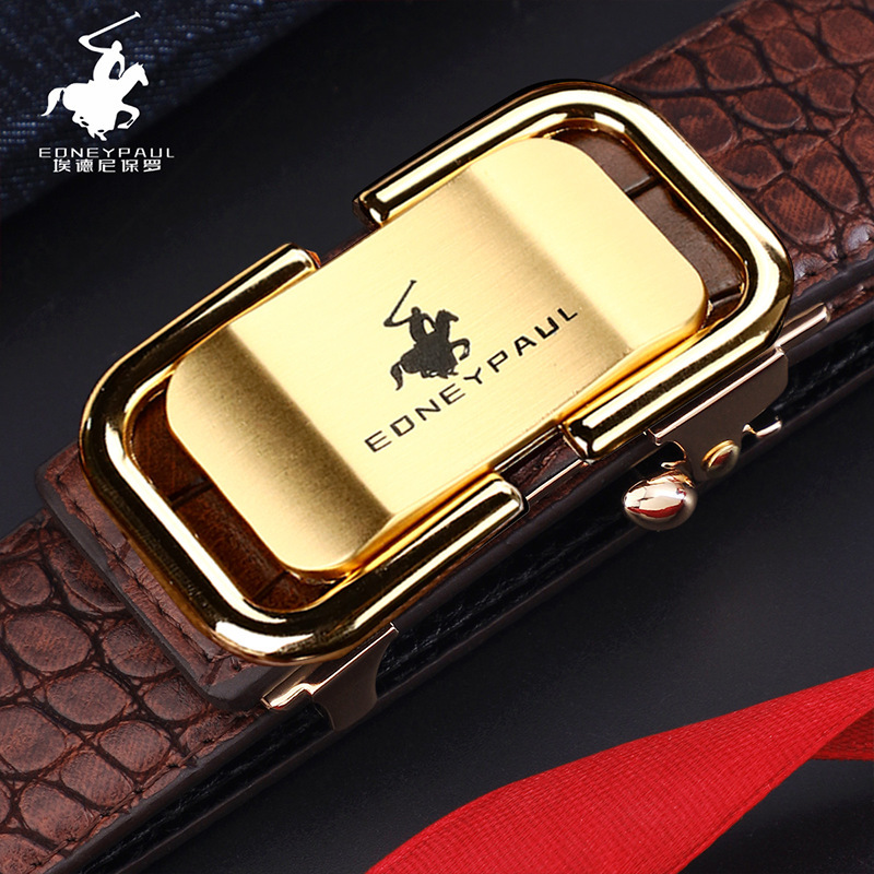 Men's Belt Genuine Leather Crocodile Pattern Inner Wear Automatic Buckle Fashionable All-match Belt Middle-aged and Young Casual Business Trendy Belt