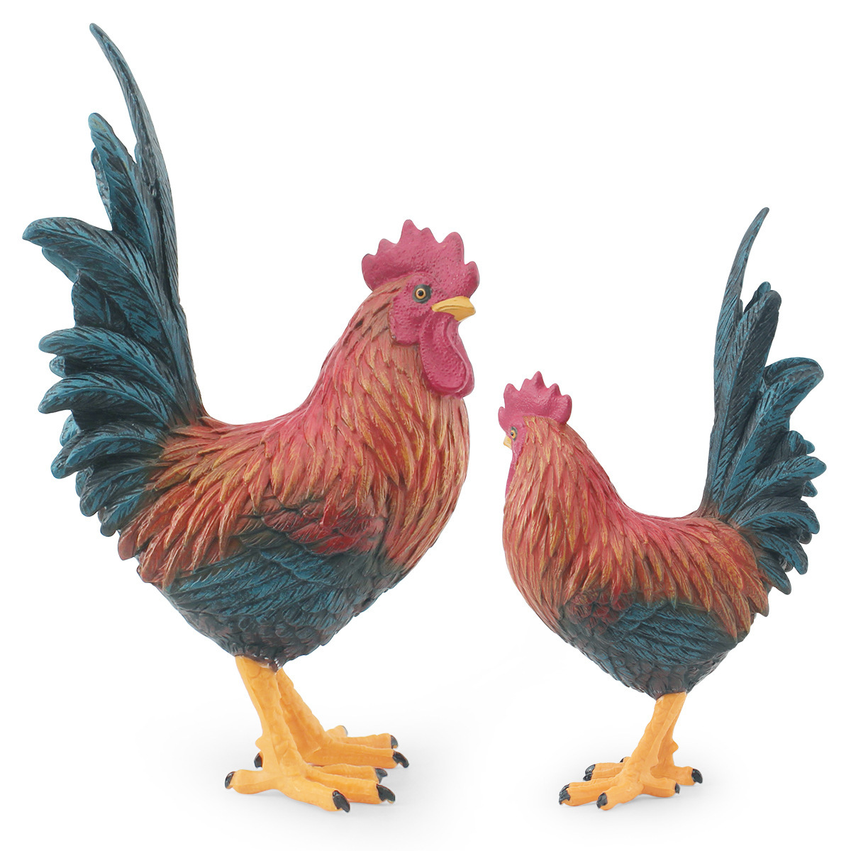 Cruzar la frontera de simulación de granja de aves de corral de los animales modelo de gallo niños cognitiva polla de plástico sólido estática decoración de juguete