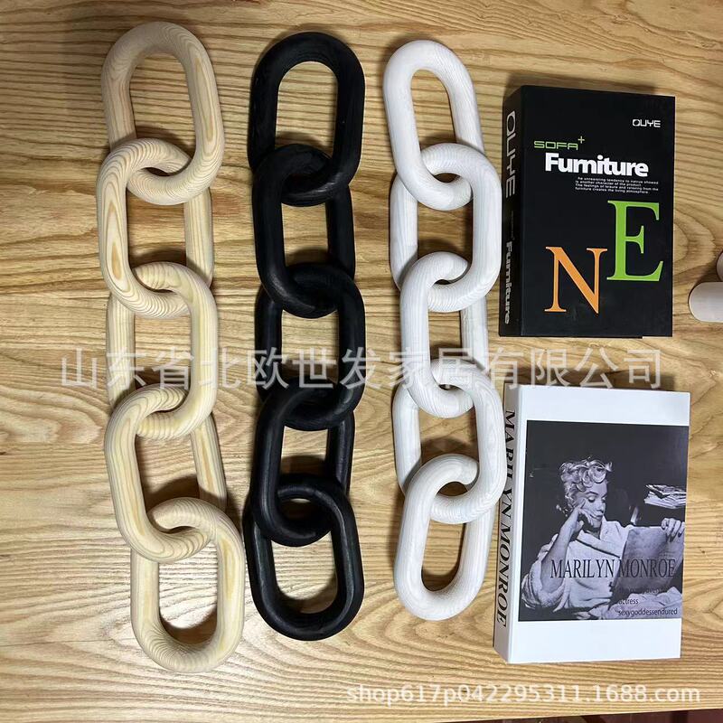 木の装飾木のチェーンの木の5環の木のチェーンは木のチェーンの木の結び目のテーブルの装飾の置物の工芸品を掛けます。|undefined