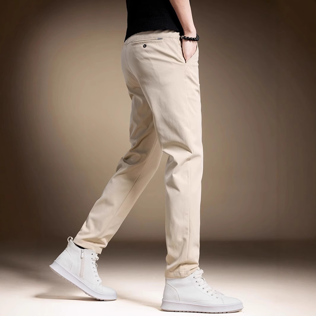 High-End Ice Silk Cool Thin Casual Pants for Men Summer New Fashion Light Business Straight Trousers Dropshipping